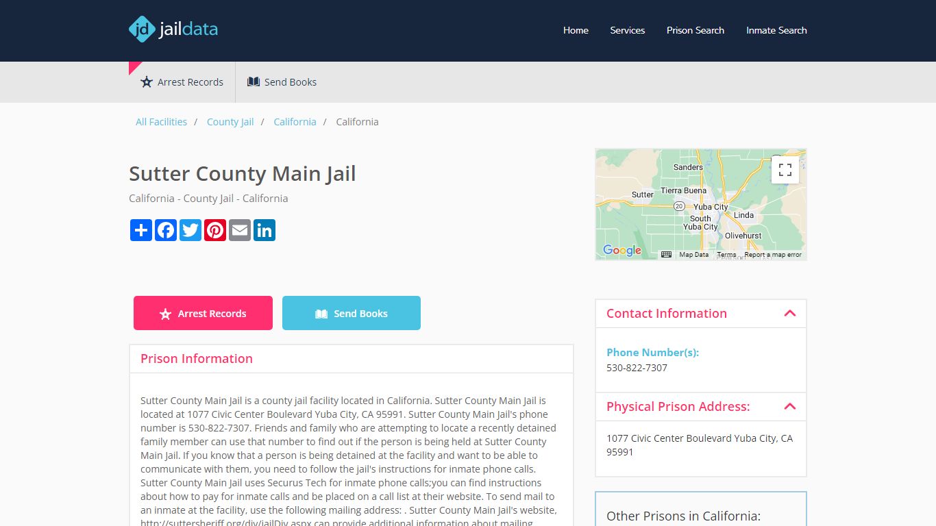 Sutter County Main Jail Inmate Search and Prisoner Info - Yuba City, CA
