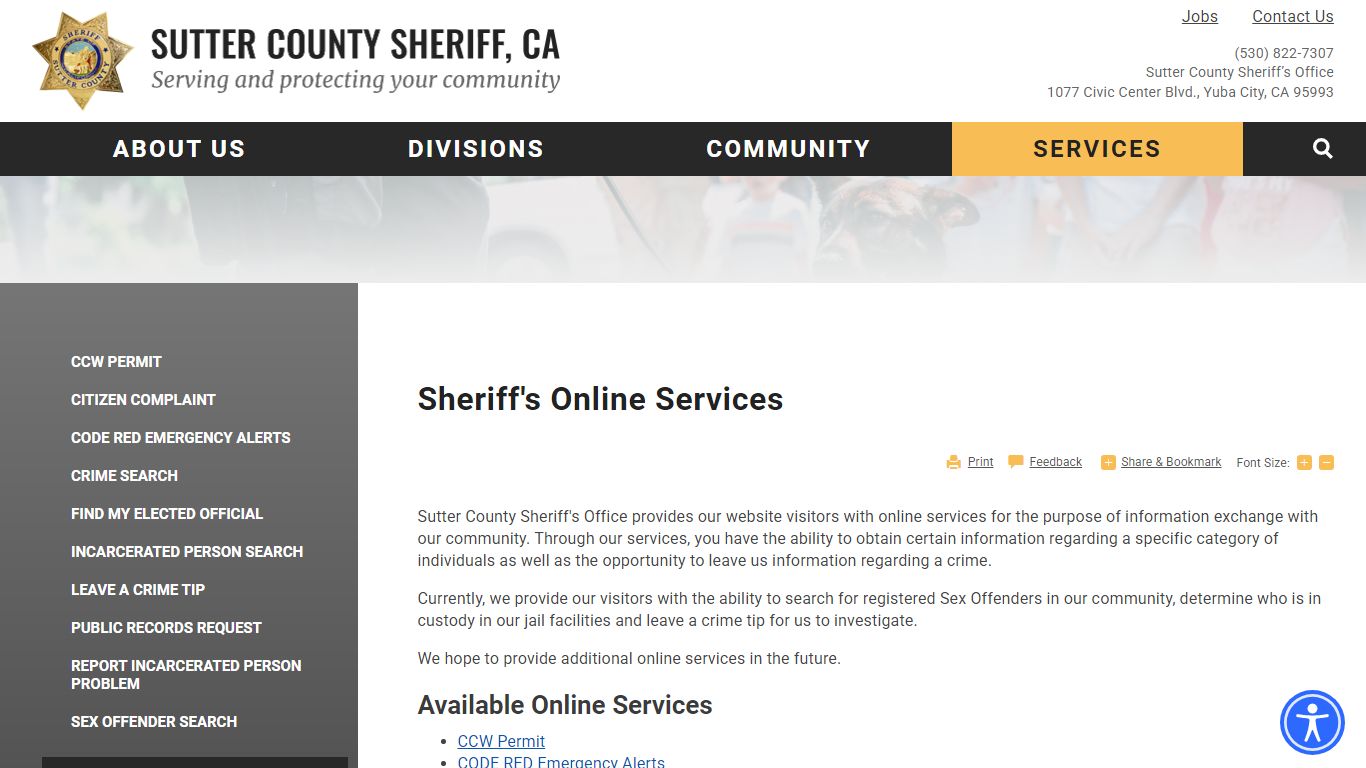 Sheriff's Online Services | Sutter County Sheriff, CA